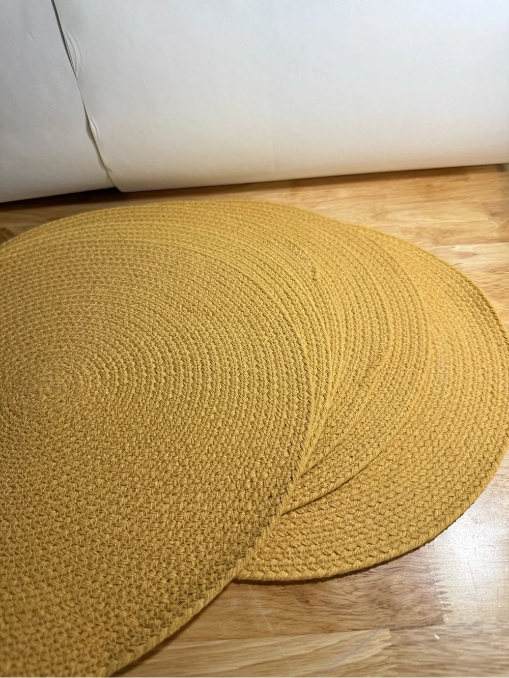 6 Cotton Woven Mustard Yellow Circle Placemats Autumn Cottagecore